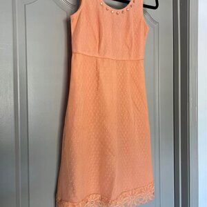 🍑 Peach Swiss Dot Lace Dress – Minerals – Size Small 🍑